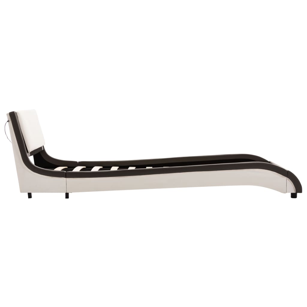 Bedframe met LED kunstleer grijs en wit 90x200 cm is nu te koop bij PeponiXL, paradijselijk wonen!