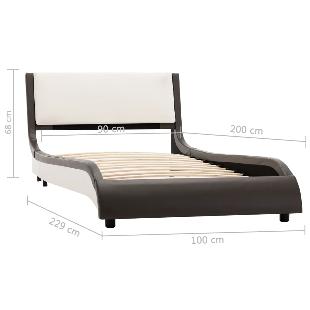 Bedframe met LED kunstleer grijs en wit 90x200 cm is nu te koop bij PeponiXL, paradijselijk wonen!