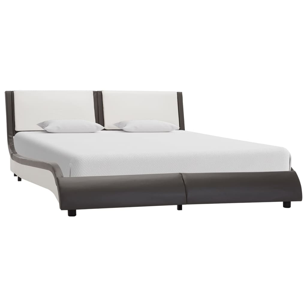 Bedframe met LED kunstleer grijs en wit 140x200 cm is nu te koop bij PeponiXL, paradijselijk wonen!