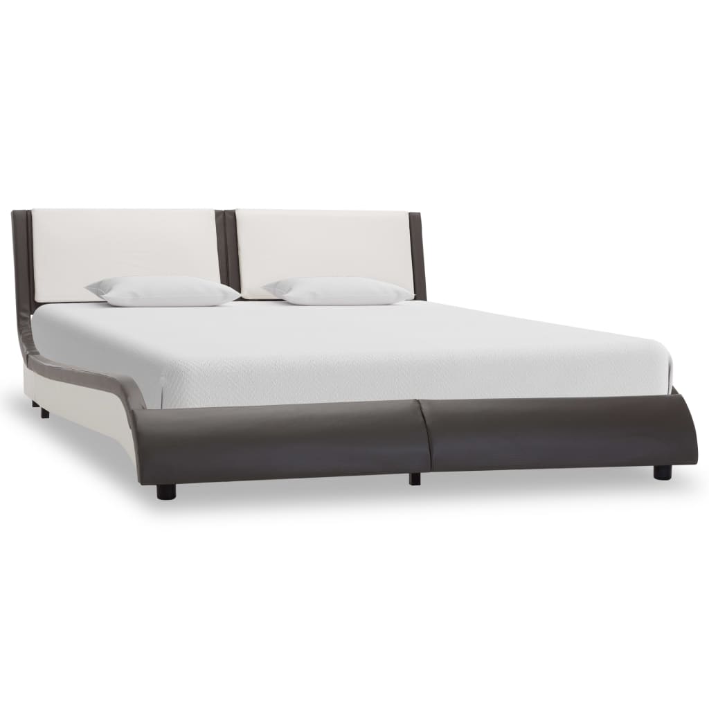 Bedframe met LED kunstleer grijs en wit 140x200 cm is nu te koop bij PeponiXL, paradijselijk wonen!