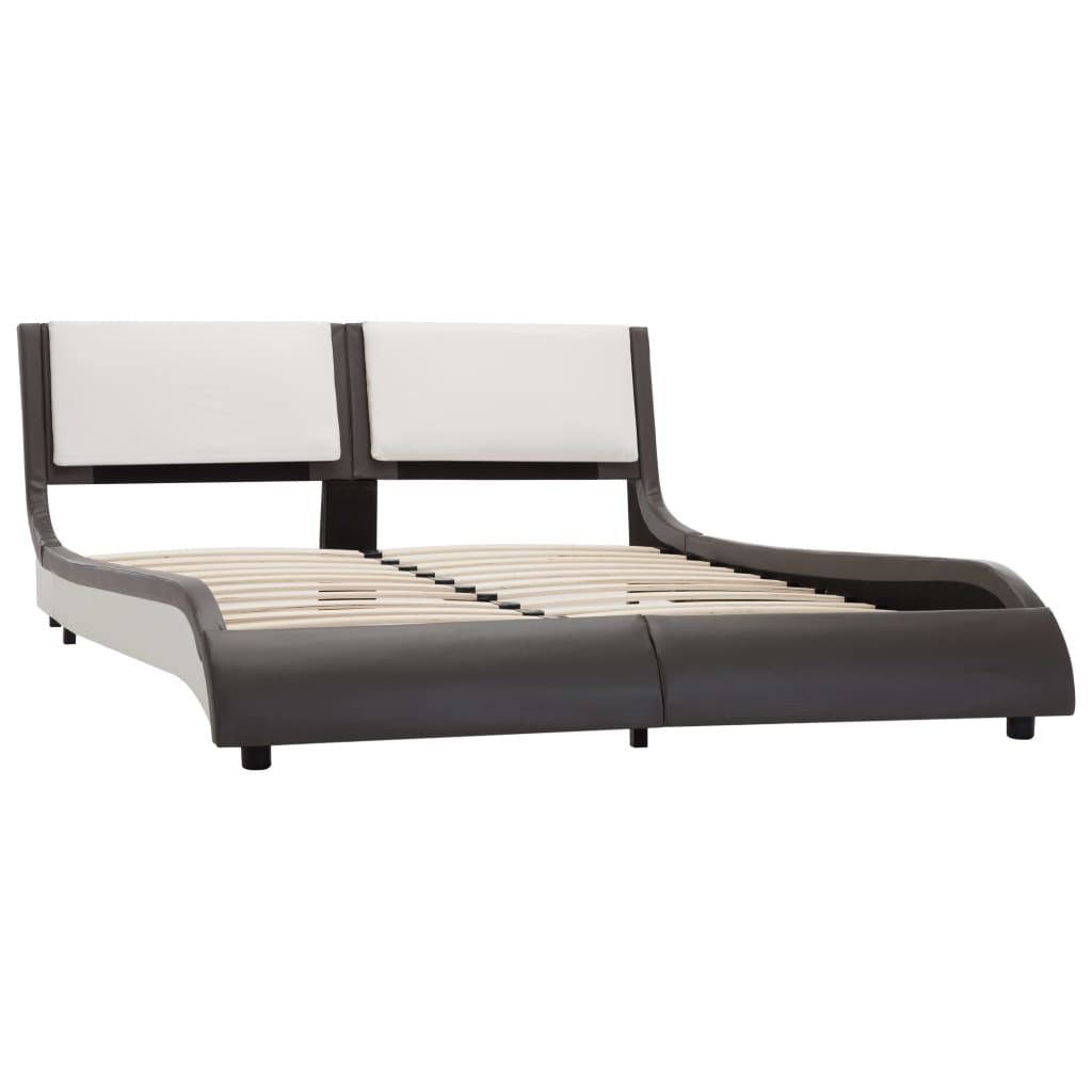 Bedframe met LED kunstleer grijs en wit 140x200 cm is nu te koop bij PeponiXL, paradijselijk wonen!