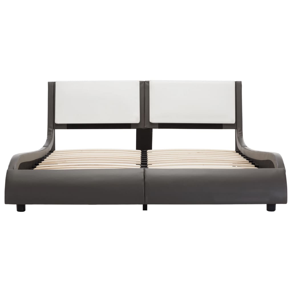 Bedframe met LED kunstleer grijs en wit 140x200 cm is nu te koop bij PeponiXL, paradijselijk wonen!