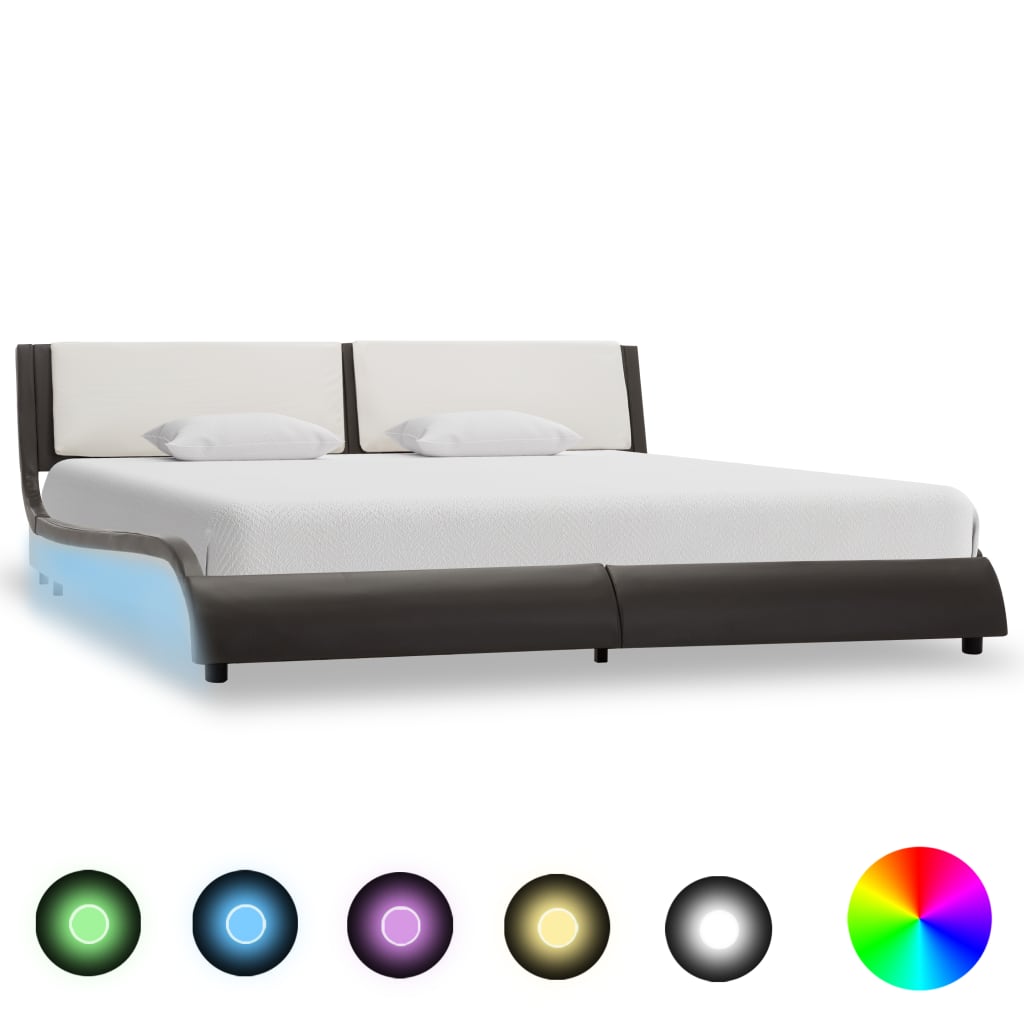 Bedframe met LED kunstleer grijs en wit 180x200 cm is nu te koop bij PeponiXL, paradijselijk wonen!