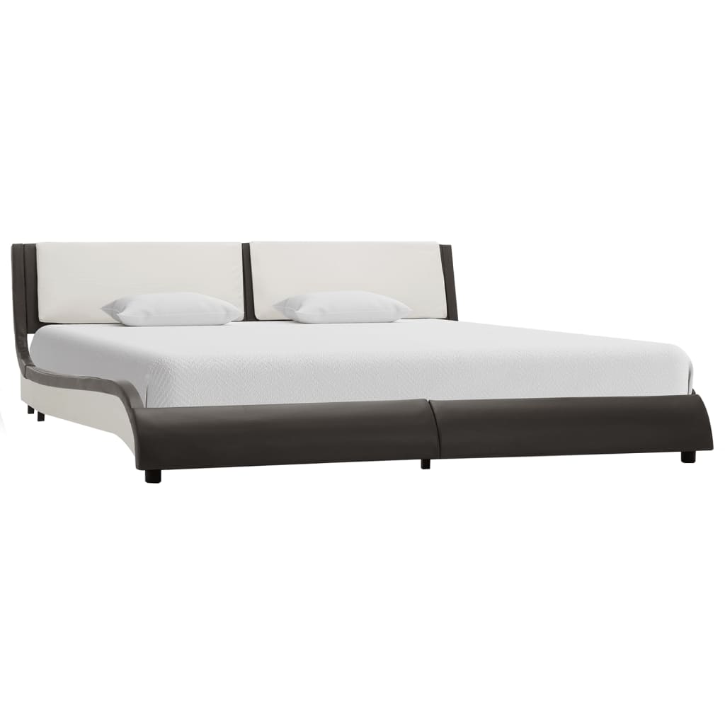 Bedframe met LED kunstleer grijs en wit 180x200 cm is nu te koop bij PeponiXL, paradijselijk wonen!
