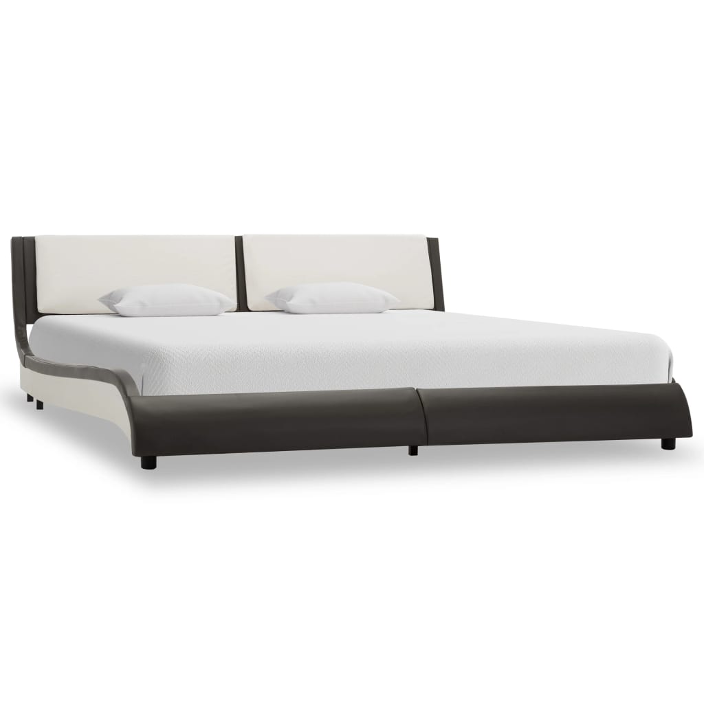 Bedframe met LED kunstleer grijs en wit 180x200 cm is nu te koop bij PeponiXL, paradijselijk wonen!