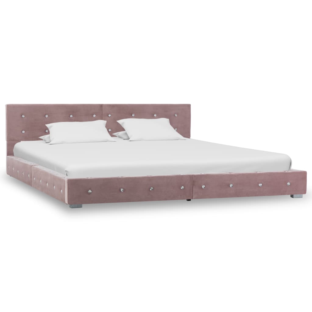 Bedframe fluweel roze 160x200 cm is nu te koop bij PeponiXL, paradijselijk wonen!