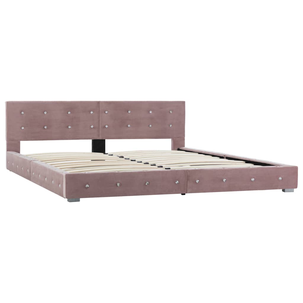 Bedframe fluweel roze 160x200 cm is nu te koop bij PeponiXL, paradijselijk wonen!