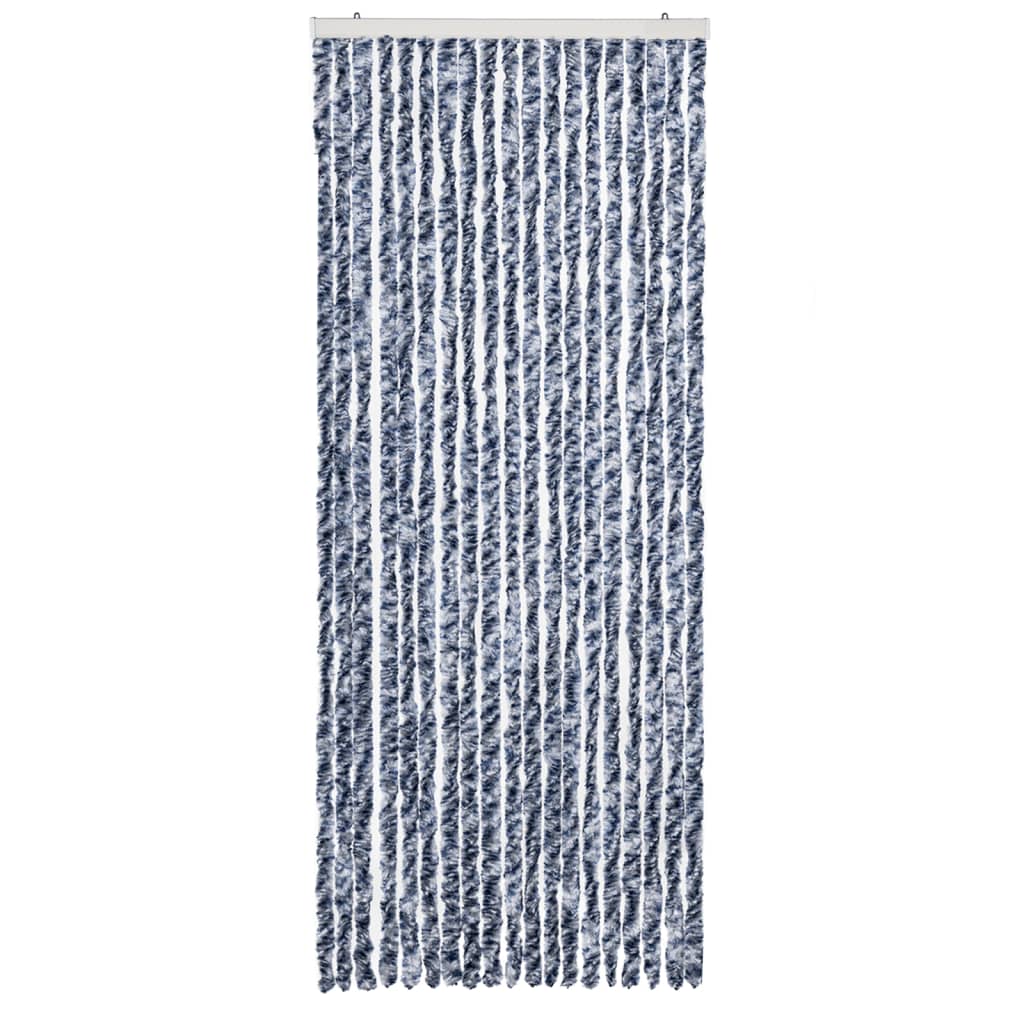 Vliegengordijn 56x185 cm chenille blauw, wit en zilver is nu te koop bij PeponiXL, paradijselijk wonen!