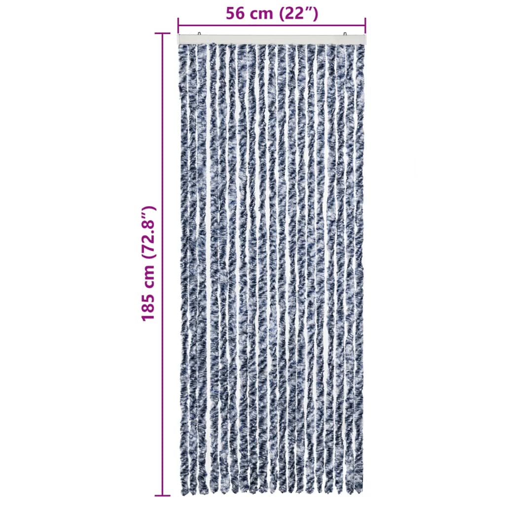 Vliegengordijn 56x185 cm chenille blauw, wit en zilver is nu te koop bij PeponiXL, paradijselijk wonen!