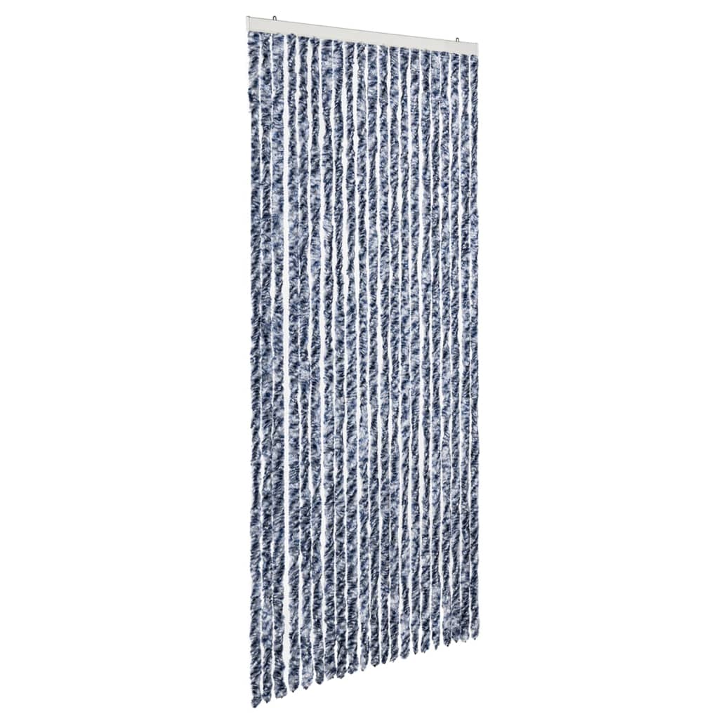 Vliegengordijn 90x220 cm chenille blauw, wit en zilver is nu te koop bij PeponiXL, paradijselijk wonen!