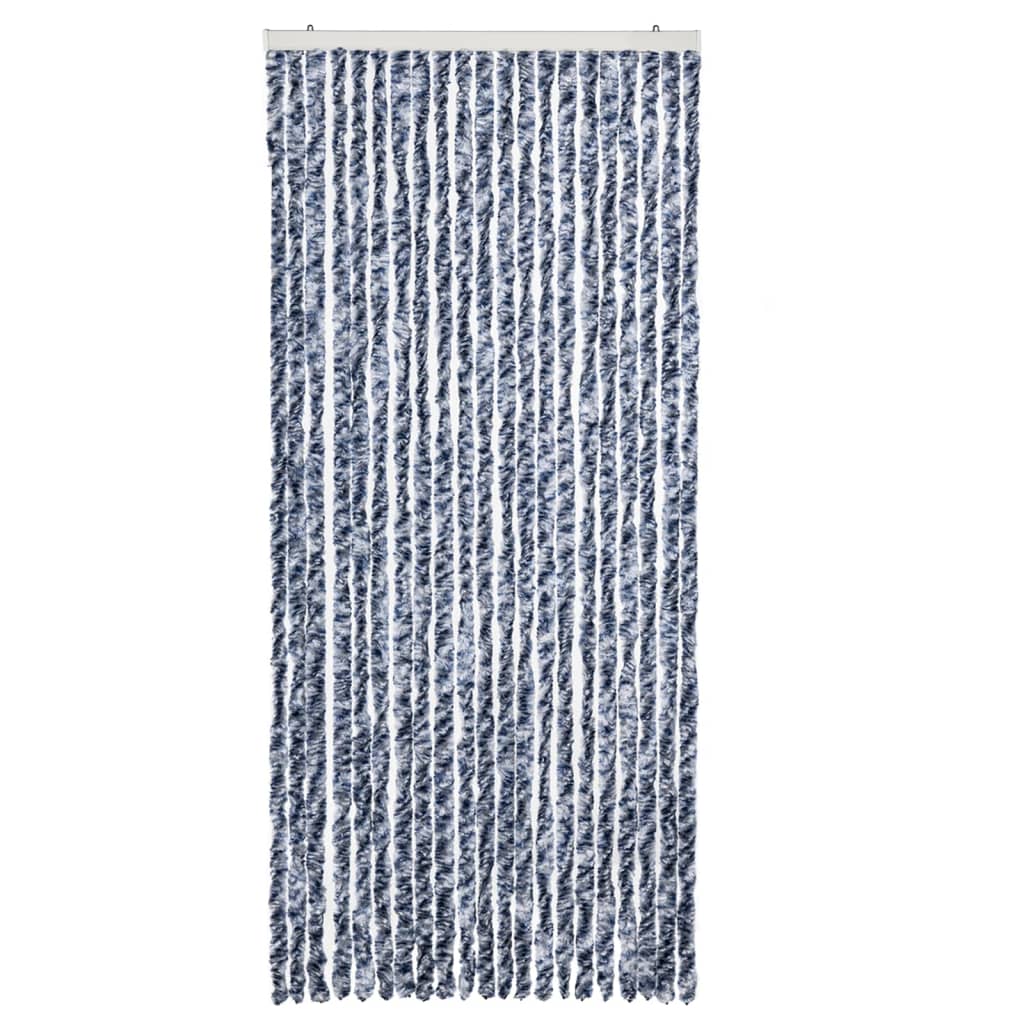 Vliegengordijn 90x220 cm chenille blauw, wit en zilver is nu te koop bij PeponiXL, paradijselijk wonen!