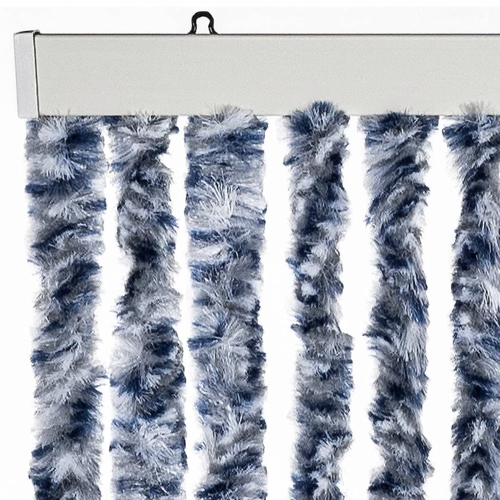 Vliegengordijn 90x220 cm chenille blauw, wit en zilver is nu te koop bij PeponiXL, paradijselijk wonen!