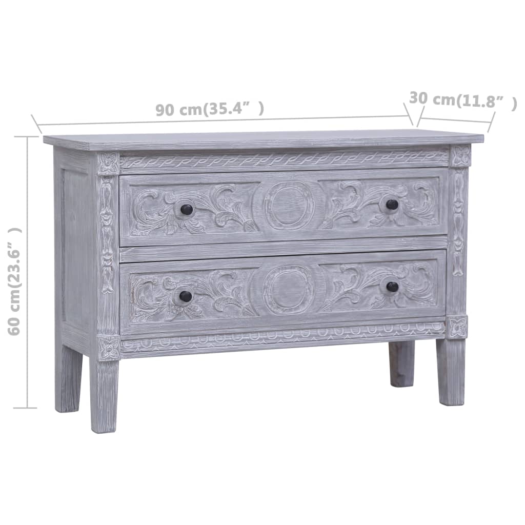 Dressoir met 2 lades 90x30x60 cm massief mahoniehout is nu te koop bij PeponiXL, paradijselijk wonen!