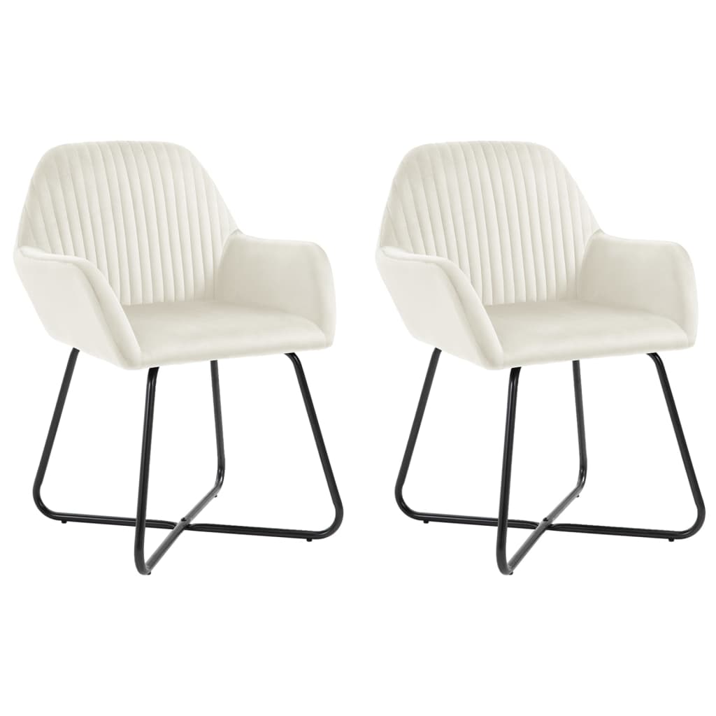 Eetkamerstoelen 2 st fluweel crèmekleurig is nu te koop bij PeponiXL, paradijselijk wonen!