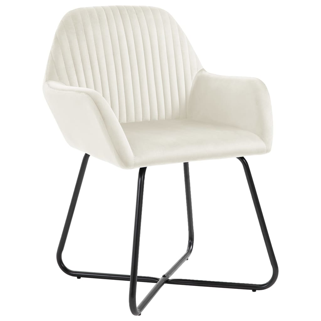 Eetkamerstoelen 2 st fluweel crèmekleurig is nu te koop bij PeponiXL, paradijselijk wonen!