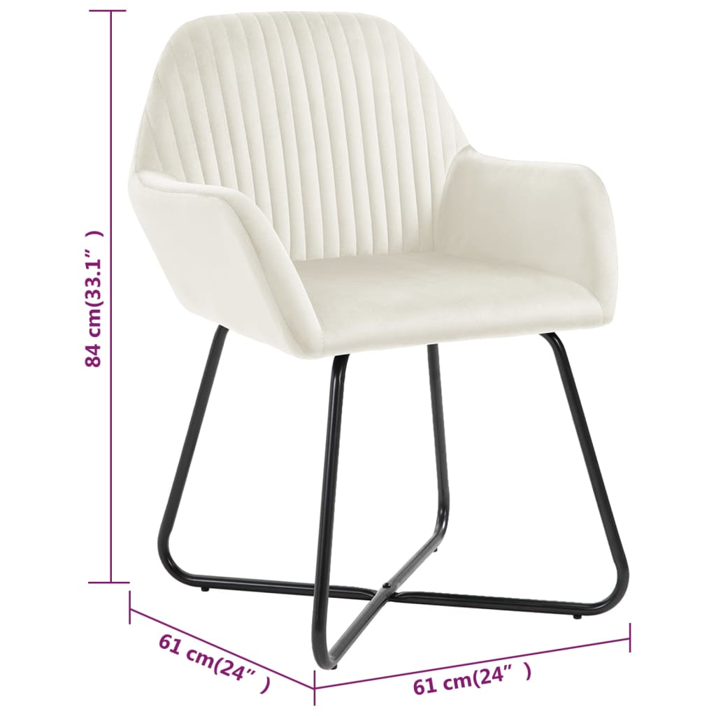 Eetkamerstoelen 2 st fluweel crèmekleurig is nu te koop bij PeponiXL, paradijselijk wonen!