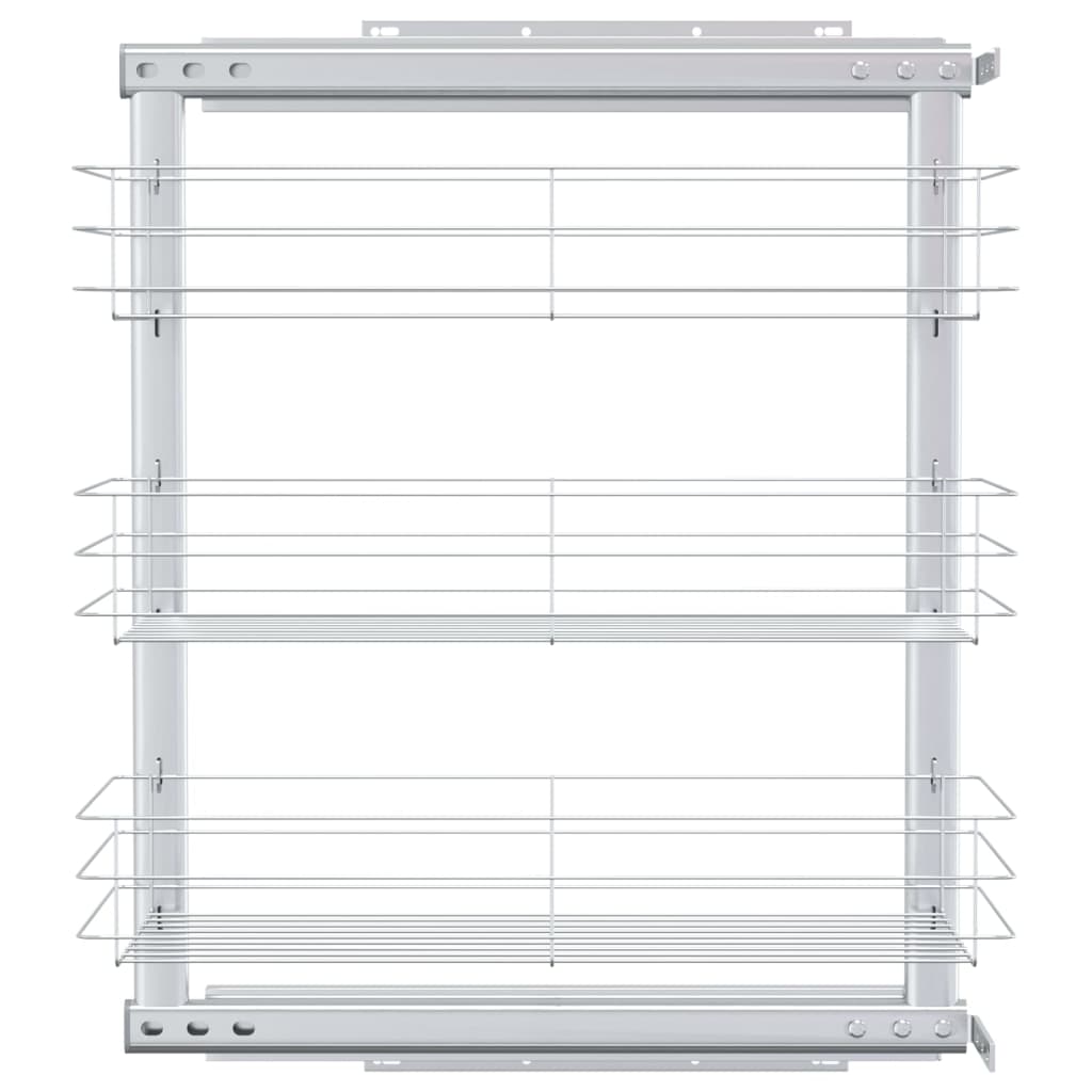 Draadmand keuken uittrekbaar 3-laags 47x25x56 cm zilverkleurig is nu te koop bij PeponiXL, paradijselijk wonen!