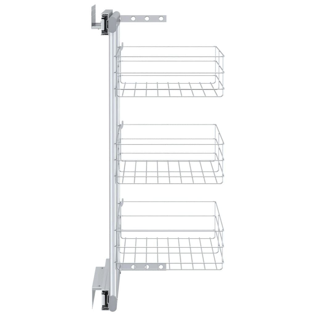 Draadmand keuken uittrekbaar 3-laags 47x25x56 cm zilverkleurig is nu te koop bij PeponiXL, paradijselijk wonen!
