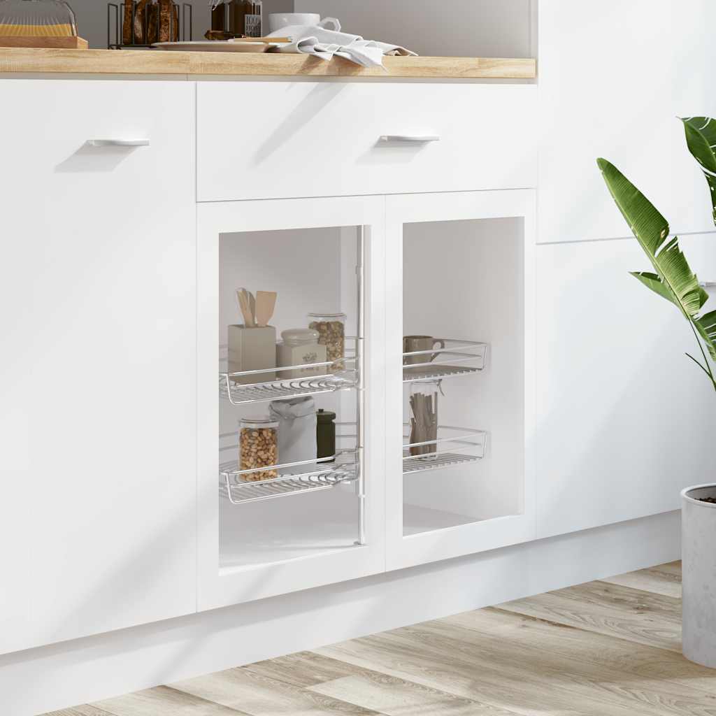Draadmand keuken 2-laags 180 graden 75x38x80 cm zilverkleurig is nu te koop bij PeponiXL, paradijselijk wonen!