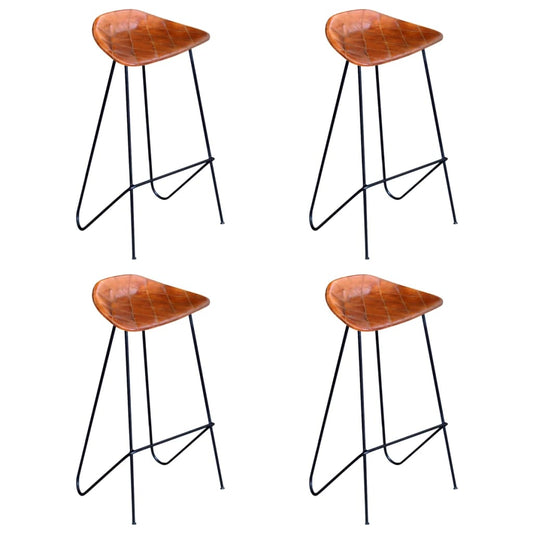 Barstoelen 4 st echt leer bruin is nu te koop bij PeponiXL, paradijselijk wonen!