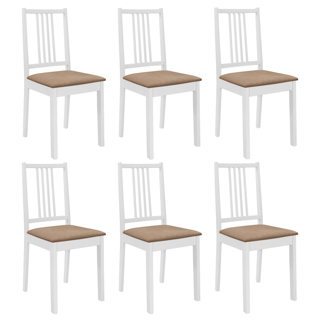 Eetkamerstoelen met kussens 6 st massief hout wit is nu te koop bij PeponiXL, paradijselijk wonen!