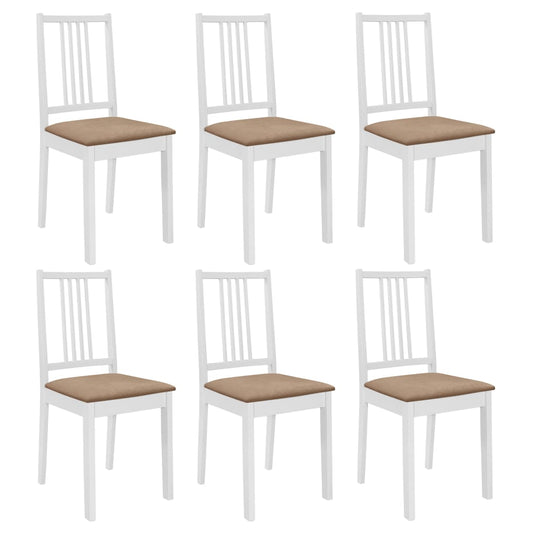 Eetkamerstoelen met kussens 6 st massief hout wit is nu te koop bij PeponiXL, paradijselijk wonen!