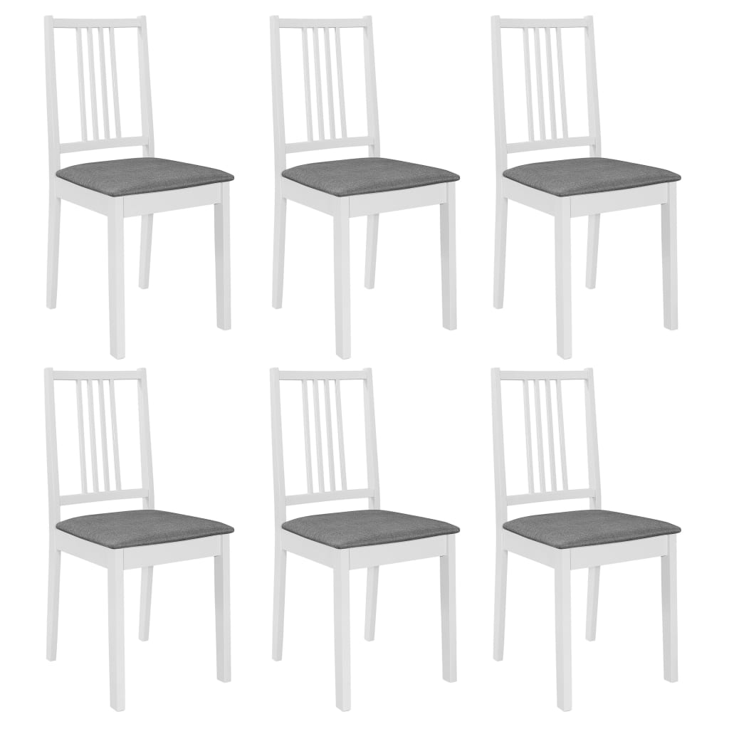 Eetkamerstoelen met kussens 6 st massief hout wit is nu te koop bij PeponiXL, paradijselijk wonen!