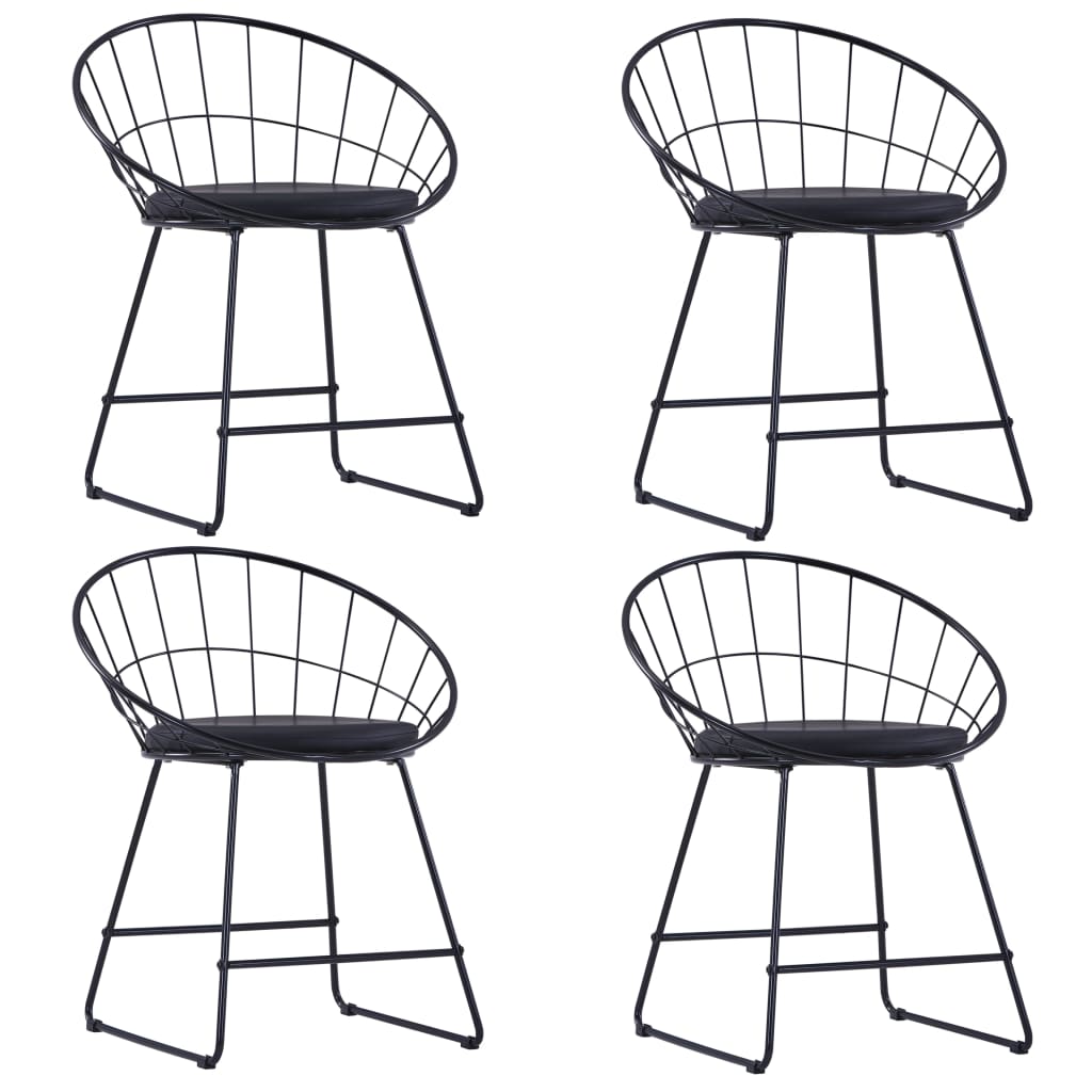 Eetkamerstoelen met kunstleren zittingen 4 st staal zwart is nu te koop bij PeponiXL, paradijselijk wonen!