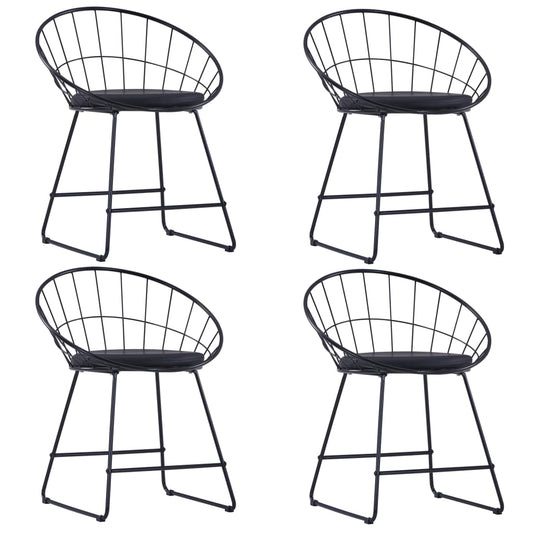 Eetkamerstoelen met kunstleren zittingen 4 st staal zwart is nu te koop bij PeponiXL, paradijselijk wonen!