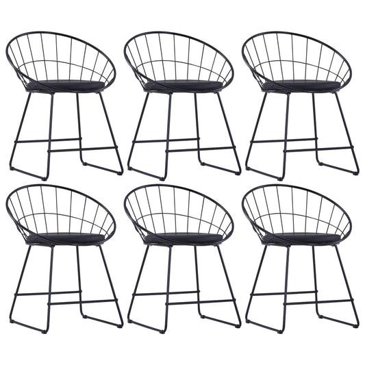 Eetkamerstoelen met kunstleren zittingen 6 st staal zwart is nu te koop bij PeponiXL, paradijselijk wonen!