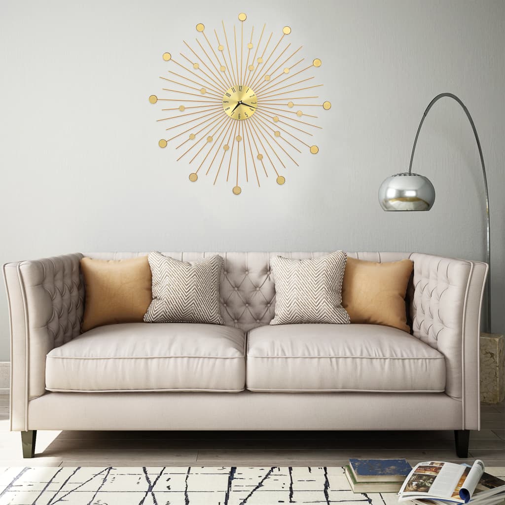 Wandklok 70 cm metaal goudkleurig is nu te koop bij PeponiXL, paradijselijk wonen!