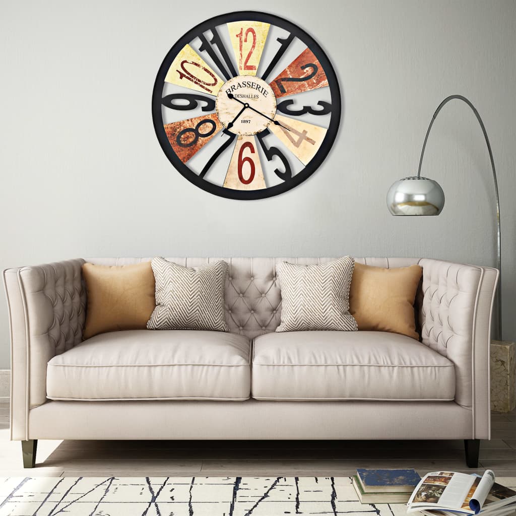 Wandklok 60 cm metaal meerkleurig is nu te koop bij PeponiXL, paradijselijk wonen!