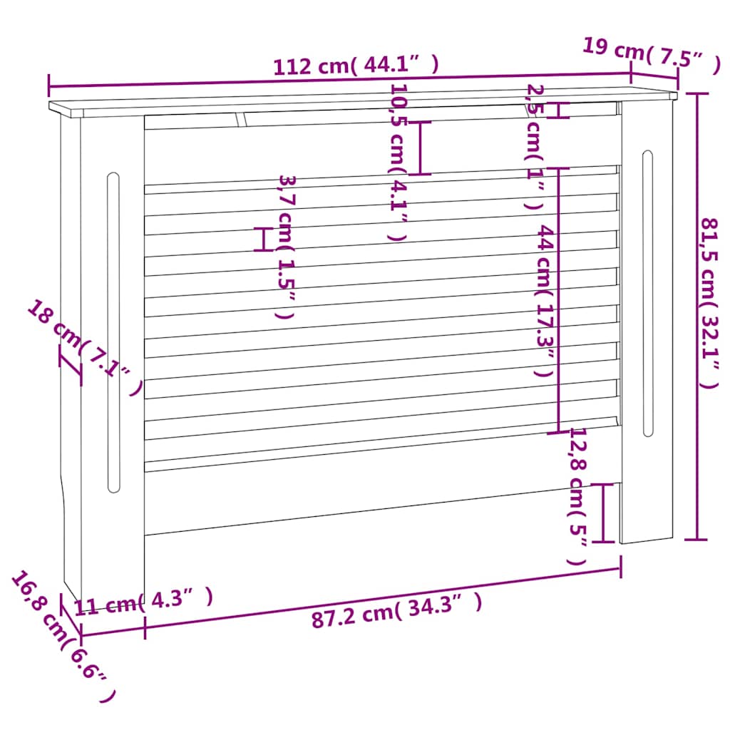 Radiatorombouw 112x19x81,5 cm MDF wit is nu te koop bij PeponiXL, paradijselijk wonen!