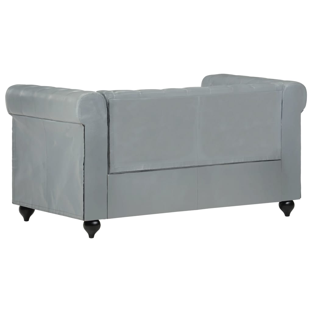 Tweezitsbank Chesterfield-stijl echt leer grijs is nu te koop bij PeponiXL, paradijselijk wonen!