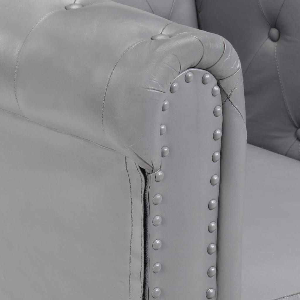 Tweezitsbank Chesterfield-stijl echt leer grijs is nu te koop bij PeponiXL, paradijselijk wonen!