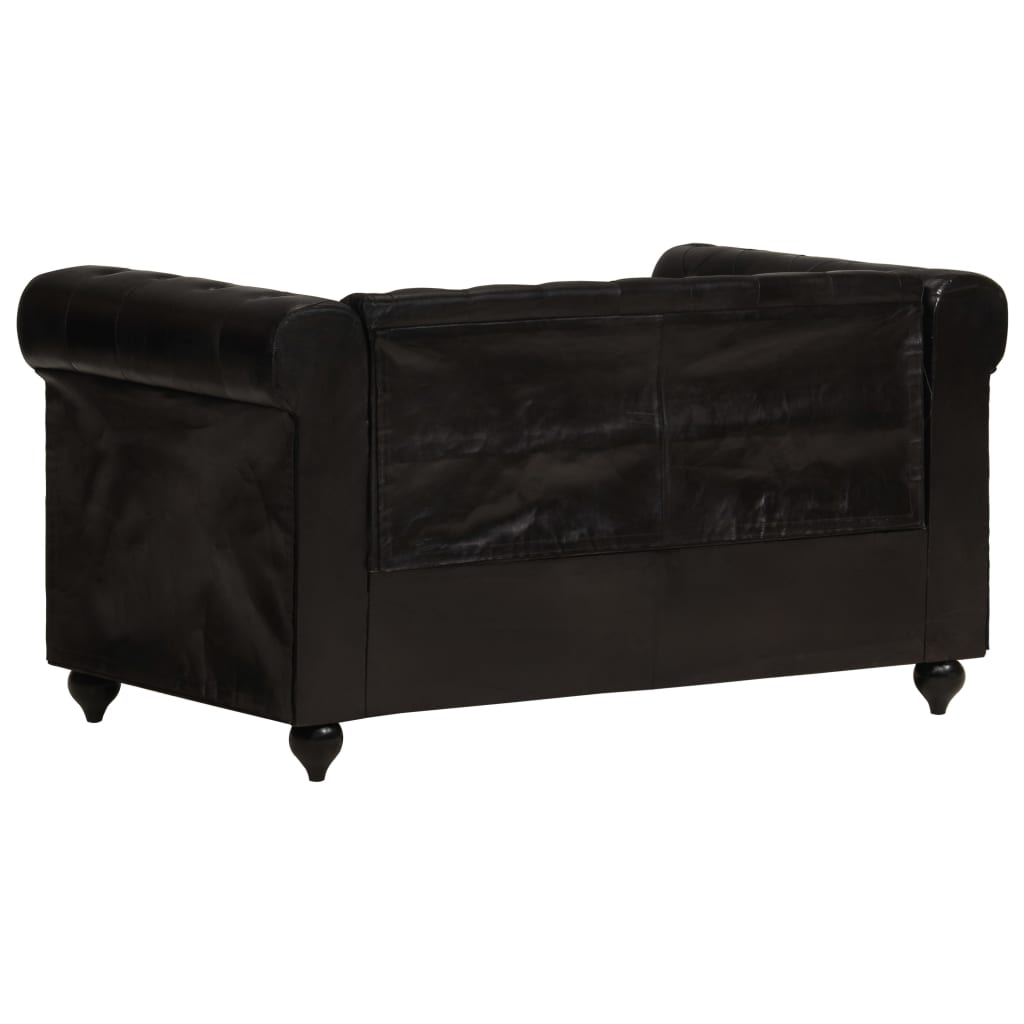 Tweezitsbank Chesterfield-stijl echt leer zwart is nu te koop bij PeponiXL, paradijselijk wonen!