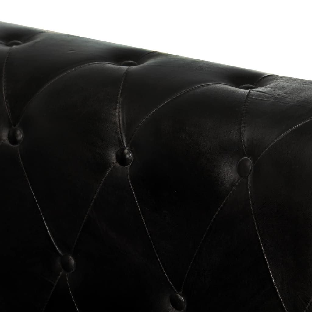 Tweezitsbank Chesterfield-stijl echt leer zwart is nu te koop bij PeponiXL, paradijselijk wonen!