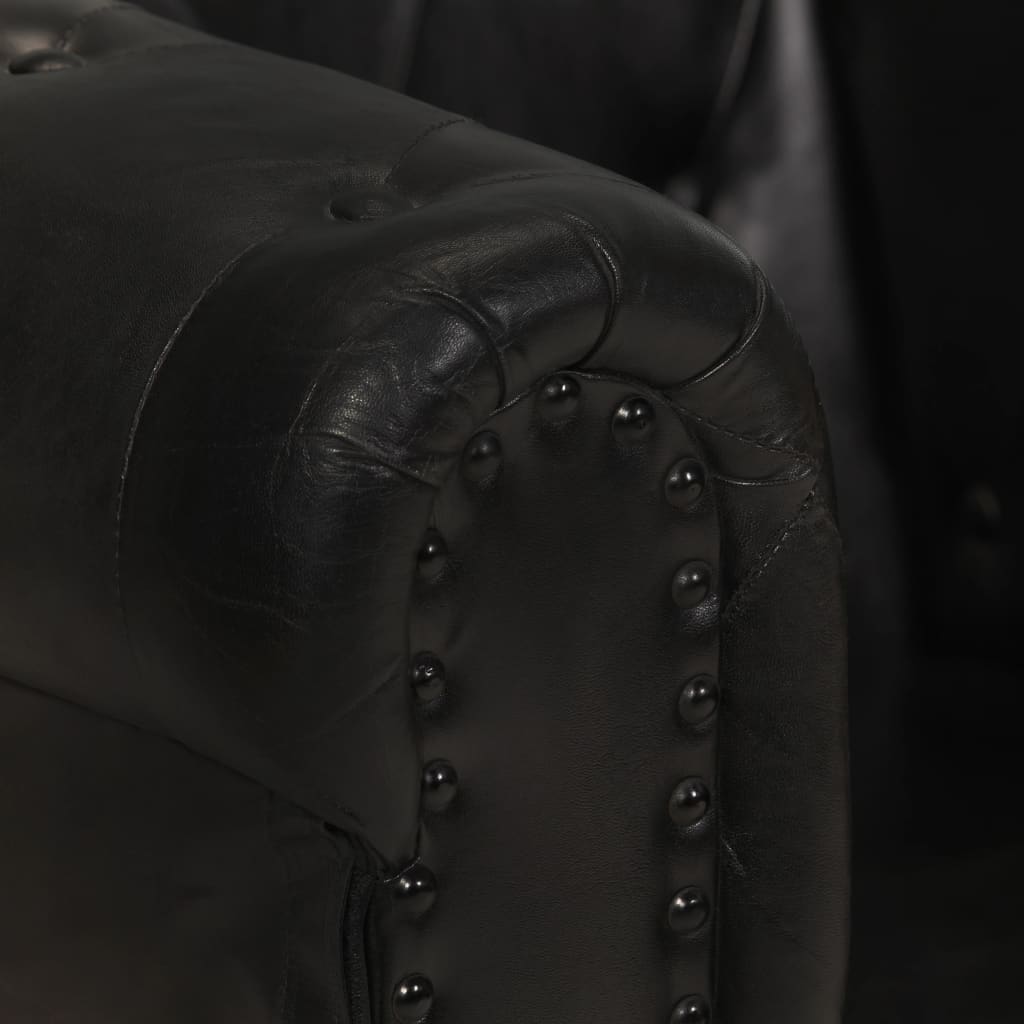 Tweezitsbank Chesterfield-stijl echt leer zwart is nu te koop bij PeponiXL, paradijselijk wonen!