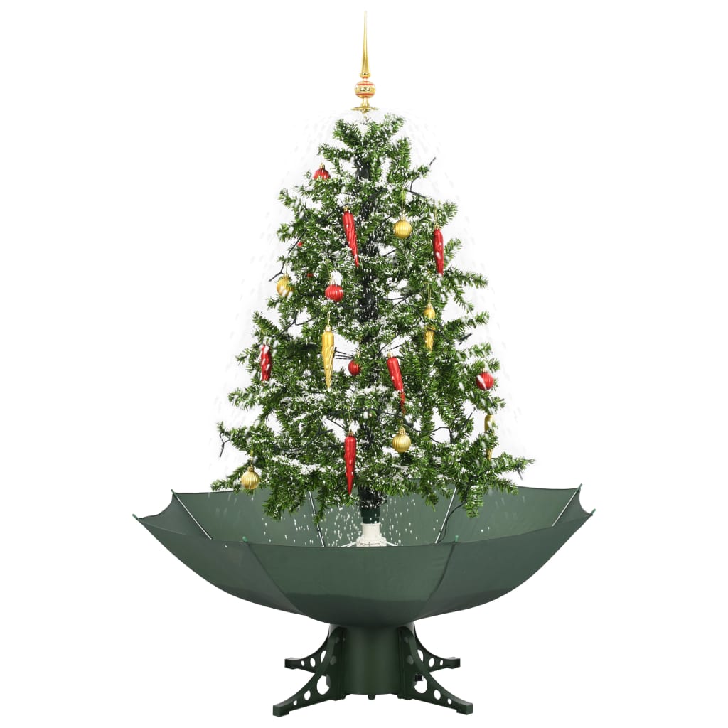Kerstboom sneeuwend met paraplubasis 140 cm groen is nu te koop bij PeponiXL, paradijselijk wonen!