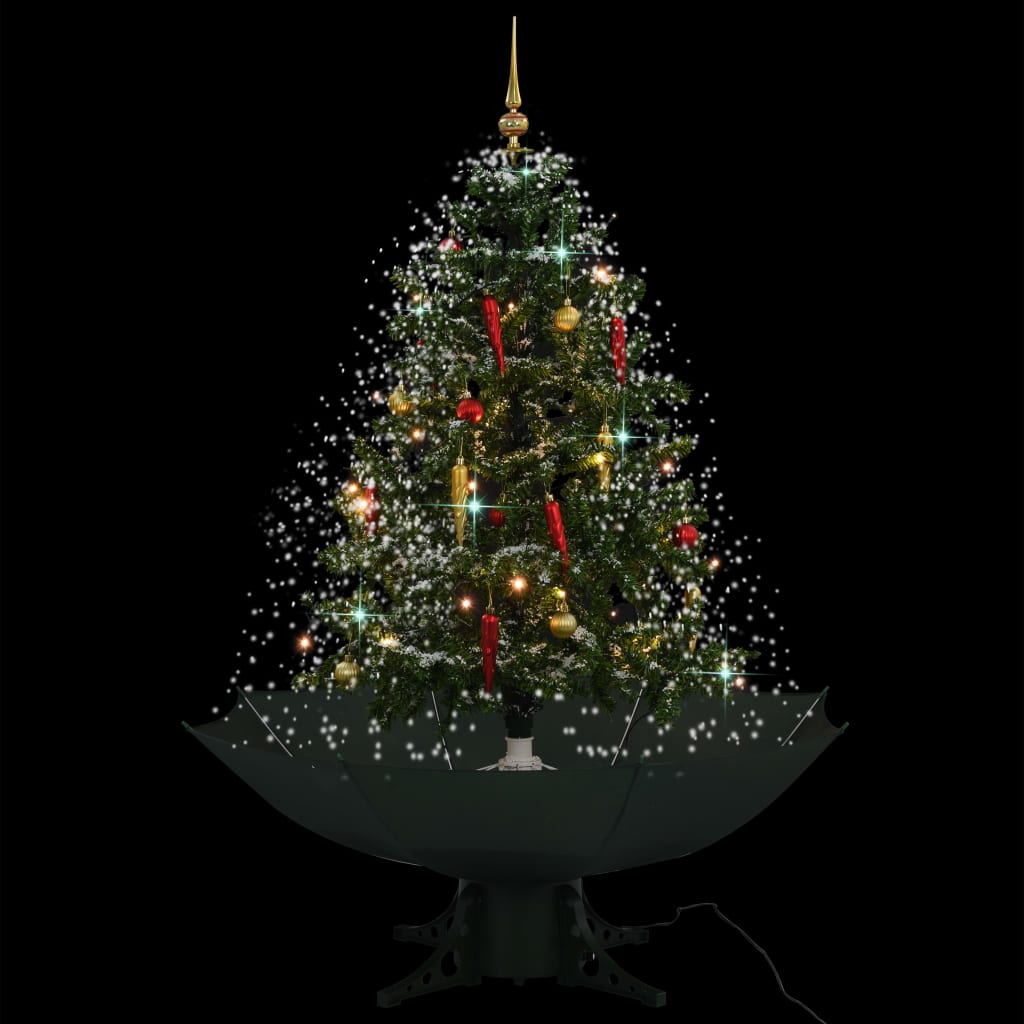 Kerstboom sneeuwend met paraplubasis 140 cm groen is nu te koop bij PeponiXL, paradijselijk wonen!