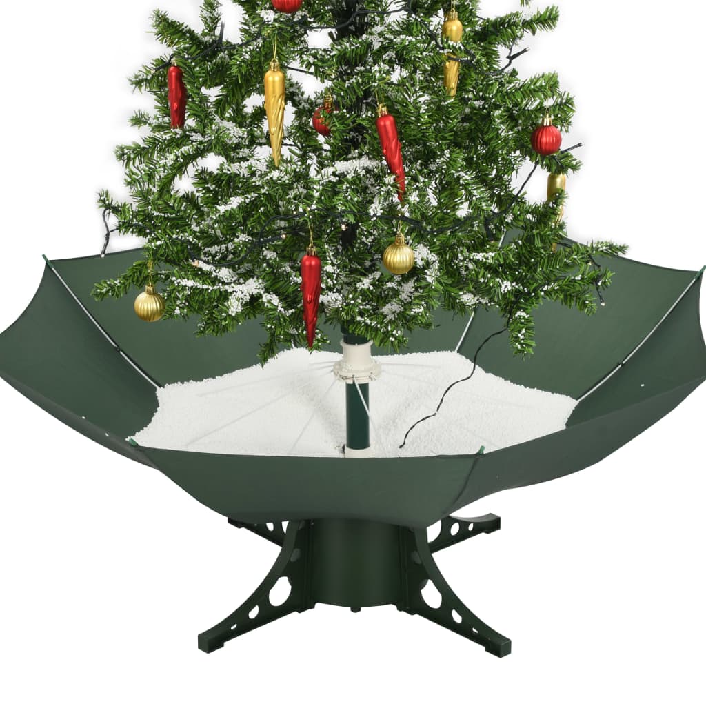 Kerstboom sneeuwend met paraplubasis 140 cm groen is nu te koop bij PeponiXL, paradijselijk wonen!