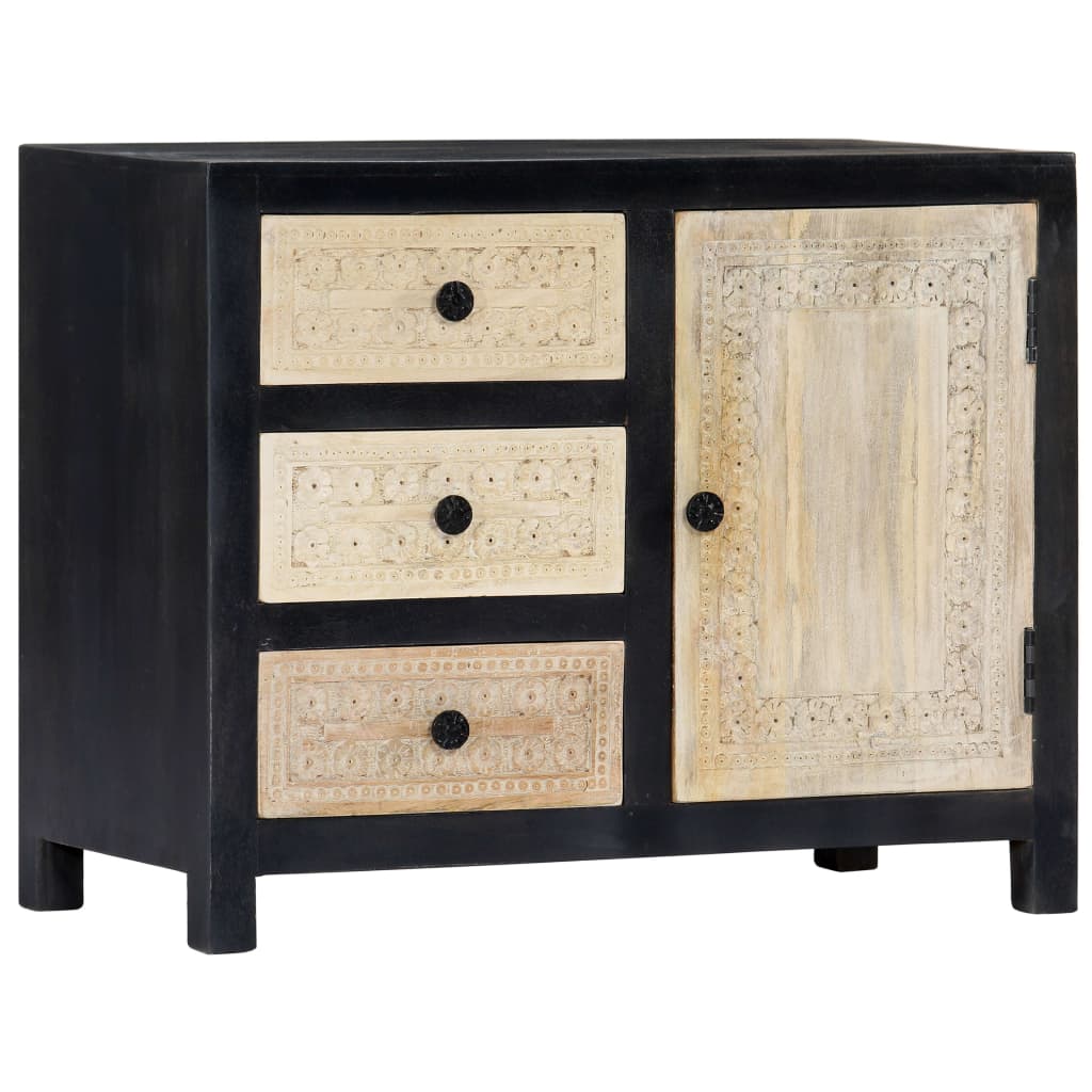 Bijzetkast handgesneden 75x35x60 cm massief mangohout grijs is nu te koop bij PeponiXL, paradijselijk wonen!
