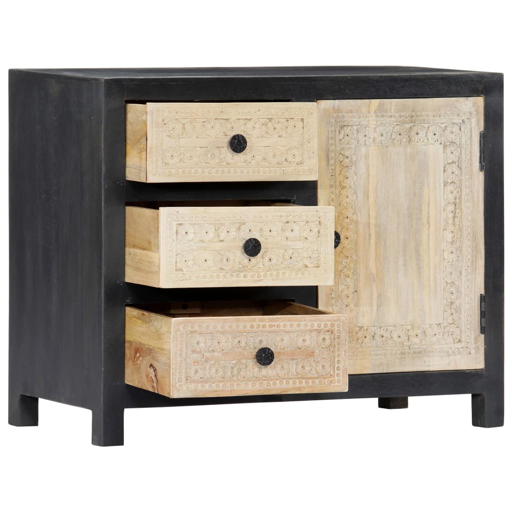 Bijzetkast handgesneden 75x35x60 cm massief mangohout grijs is nu te koop bij PeponiXL, paradijselijk wonen!