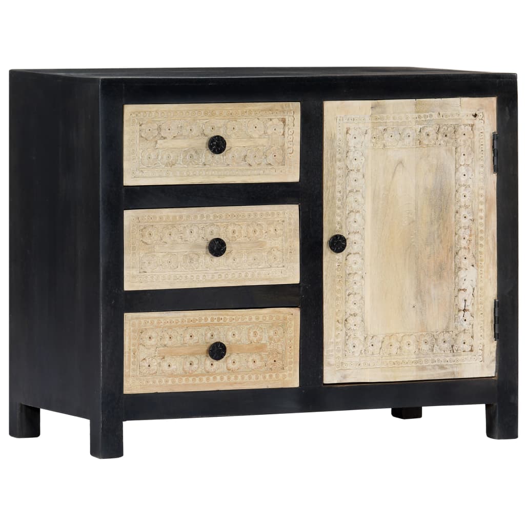 Bijzetkast handgesneden 75x35x60 cm massief mangohout grijs is nu te koop bij PeponiXL, paradijselijk wonen!