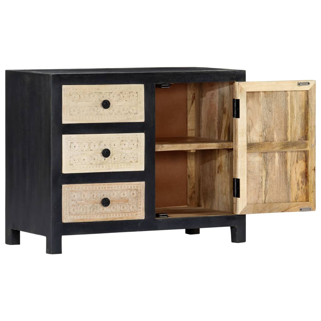 Bijzetkast handgesneden 75x35x60 cm massief mangohout grijs is nu te koop bij PeponiXL, paradijselijk wonen!