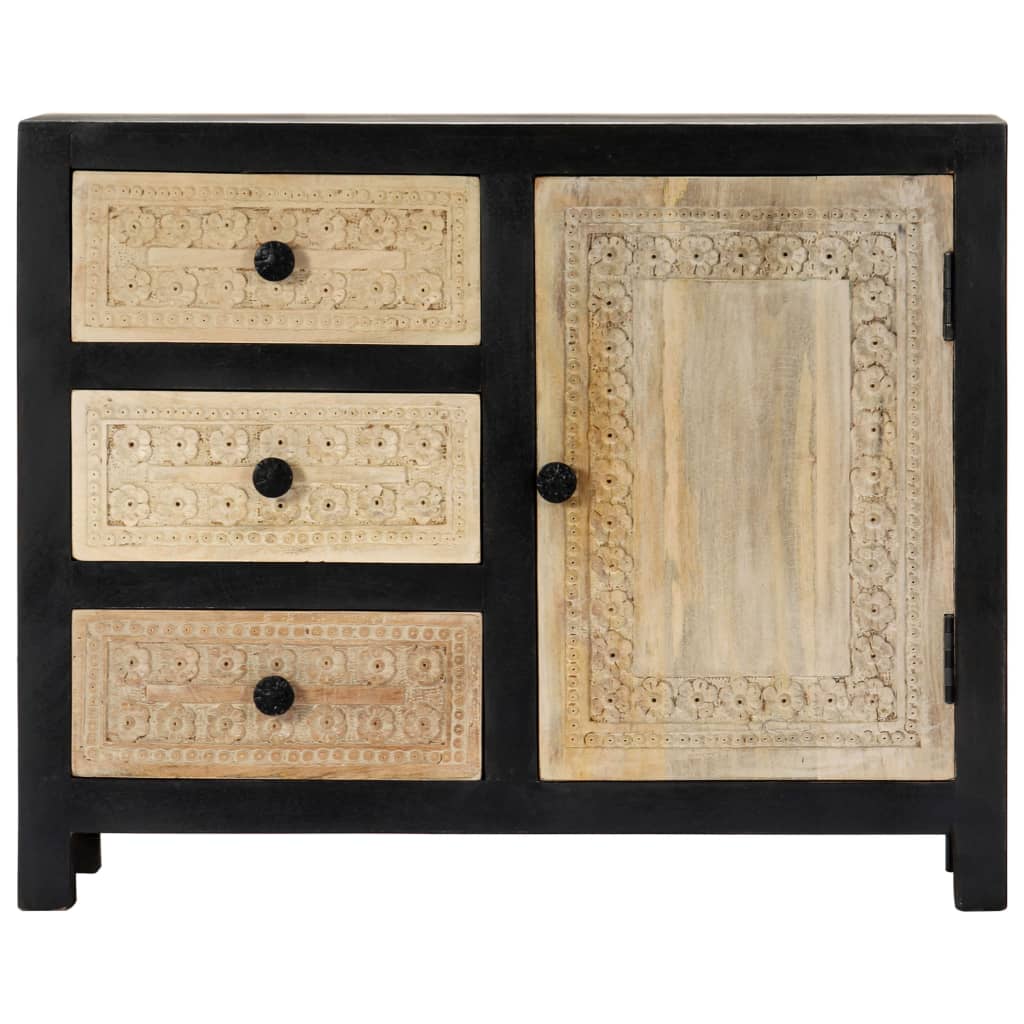 Bijzetkast handgesneden 75x35x60 cm massief mangohout grijs is nu te koop bij PeponiXL, paradijselijk wonen!