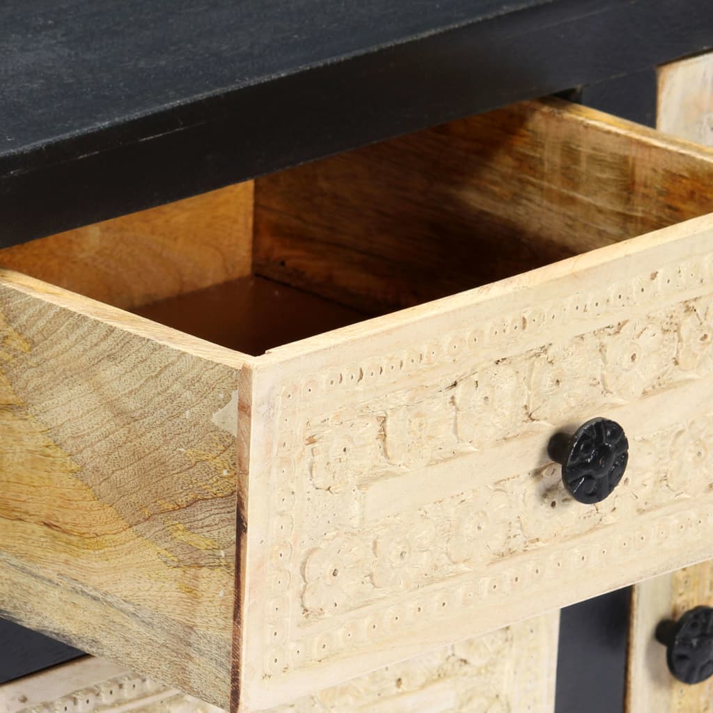 Bijzetkast handgesneden 75x35x60 cm massief mangohout grijs is nu te koop bij PeponiXL, paradijselijk wonen!