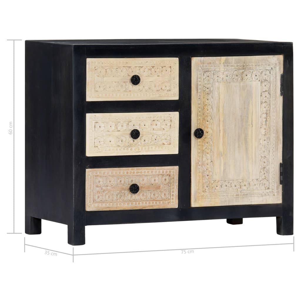 Bijzetkast handgesneden 75x35x60 cm massief mangohout grijs is nu te koop bij PeponiXL, paradijselijk wonen!