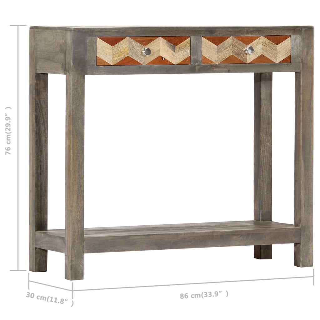 Wandtafel 86x30x76 cm massief mangohout grijs is nu te koop bij PeponiXL, paradijselijk wonen!