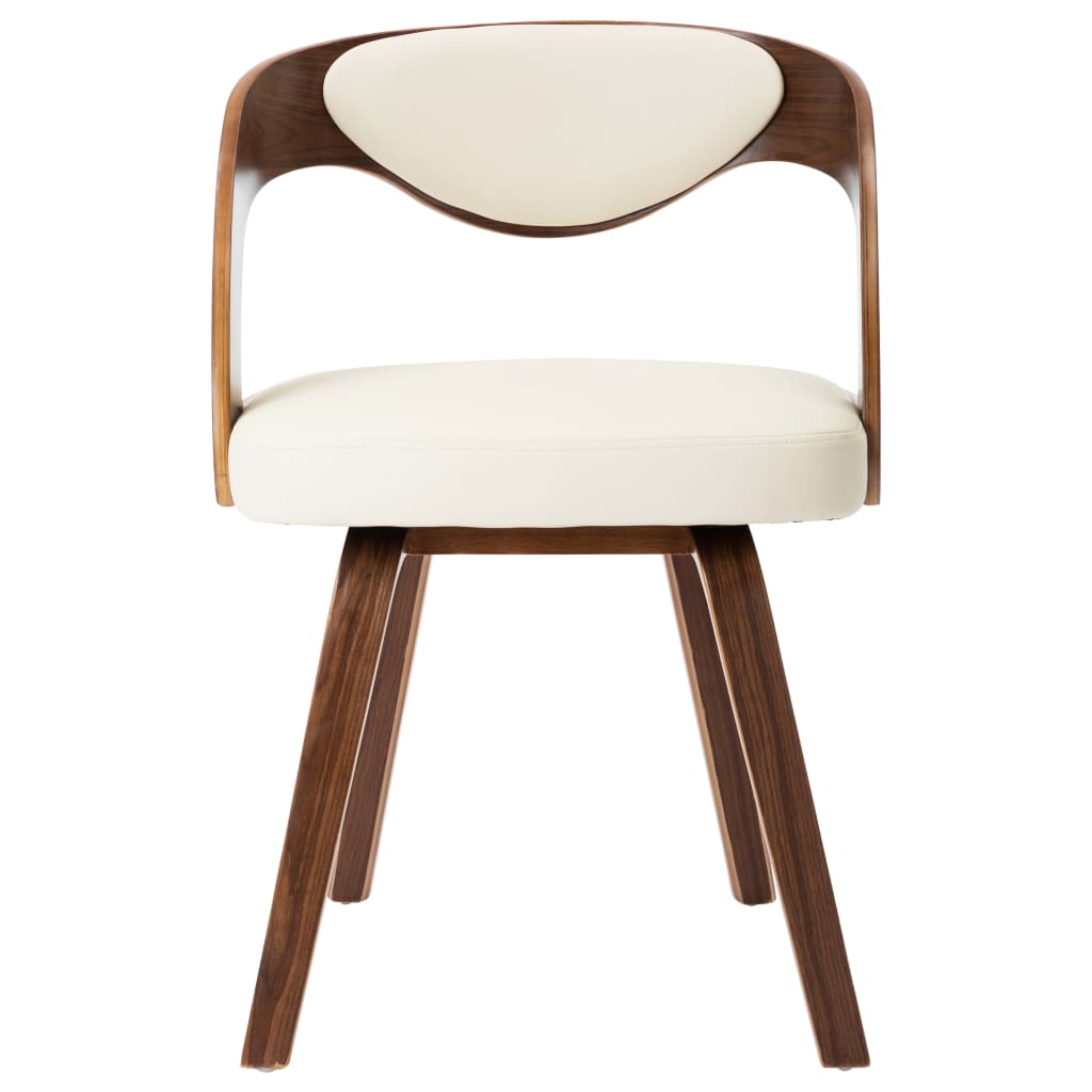 Eetkamerstoelen 2 st gebogen hout en kunstleer crèmekleurig is nu te koop bij PeponiXL, paradijselijk wonen!